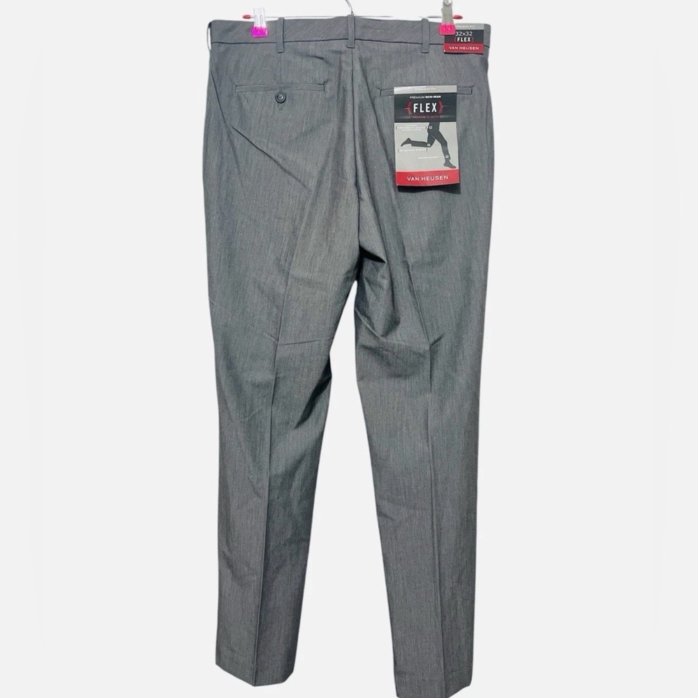 Van Heusen Men's Flex Flat Front Straight Fit Pants Silver Gray Size 36x32 - Picture 6 of 10